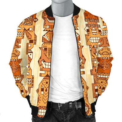 Hawaiian Polynesian Tiki Pattern Men Casual Bomber Jacket