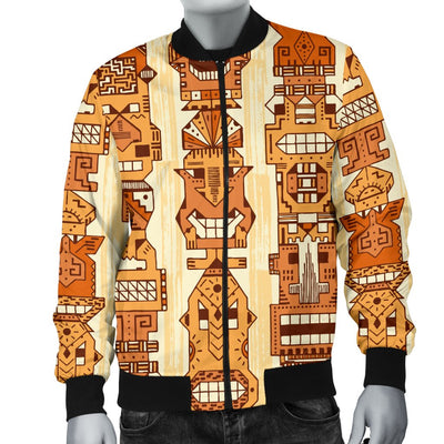 Hawaiian Polynesian Tiki Pattern Men Casual Bomber Jacket