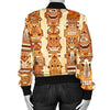 Hawaiian Polynesian Tiki Pattern Women Casual Bomber Jacket