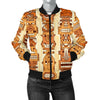 Hawaiian Polynesian Tiki Pattern Women Casual Bomber Jacket