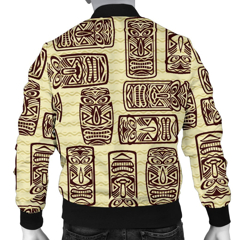 Hawaiian Polynesian Tiki Print Pattern Men Casual Bomber Jacket