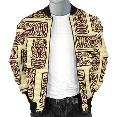 Hawaiian Polynesian Tiki Print Pattern Men Casual Bomber Jacket