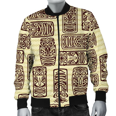 Hawaiian Polynesian Tiki Print Pattern Men Casual Bomber Jacket