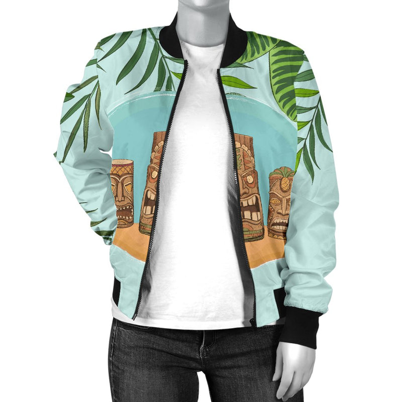 Hawaiian Polynesian Tiki Women Casual Bomber Jacket