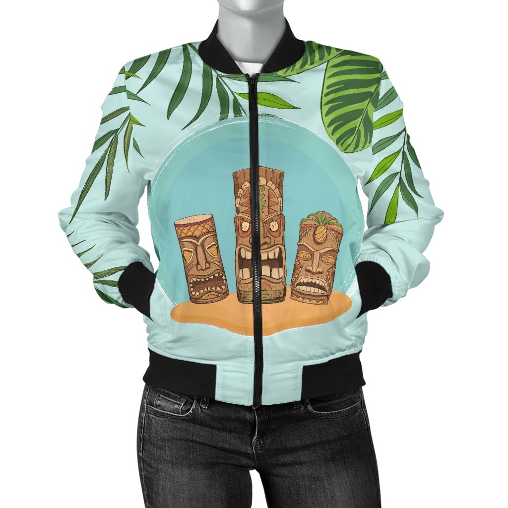 Hawaiian Polynesian Tiki Women Casual Bomber Jacket