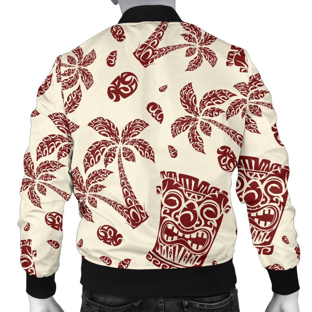 Hawaiian Polynesian Tribal Tiki Pattern Men Casual Bomber Jacket