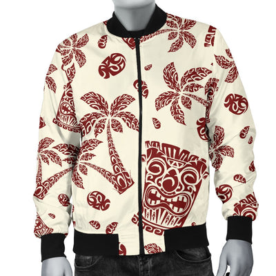 Hawaiian Polynesian Tribal Tiki Pattern Men Casual Bomber Jacket