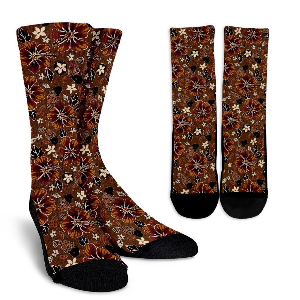 Hawaiian Themed Pattern Print Design H01 Crew Socks-JORJUNE.COM