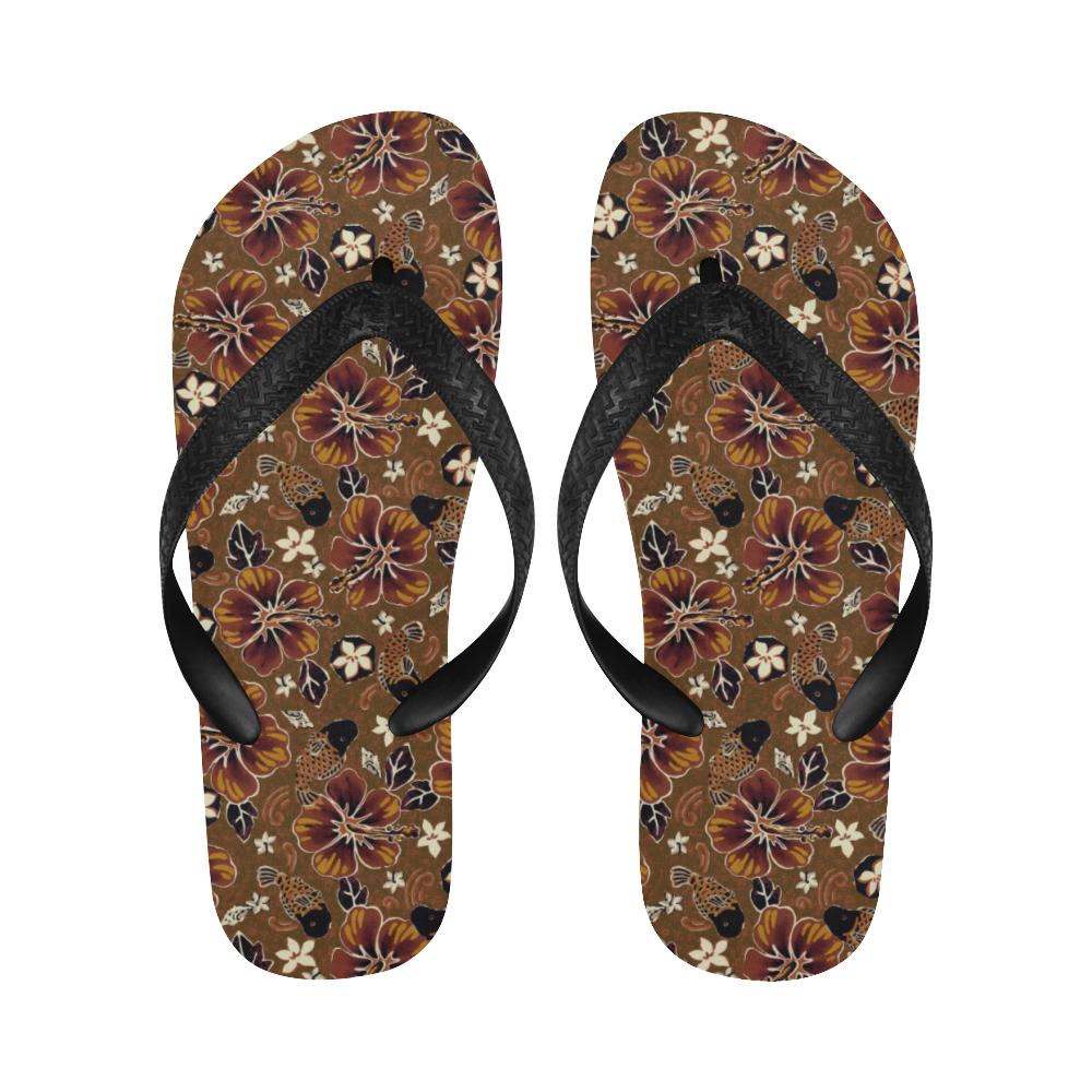 Hawaiian Themed Pattern Print Design H01 Flip Flops-JorJune