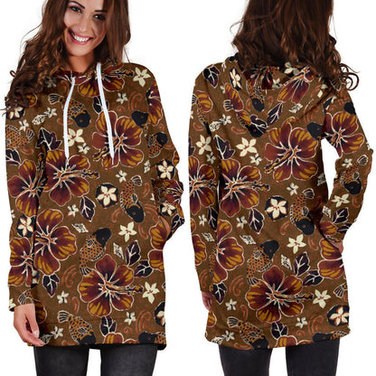 Hawaiian Themed Pattern Print Design H01 Women Hoodie Dress