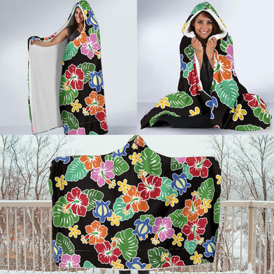 Hawaiian Themed Pattern Print Design H010 Hooded Blanket-JORJUNE.COM