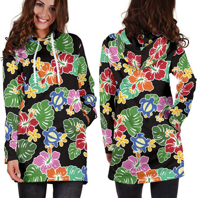 Hawaiian Themed Pattern Print Design H010 Women Hoodie Dress