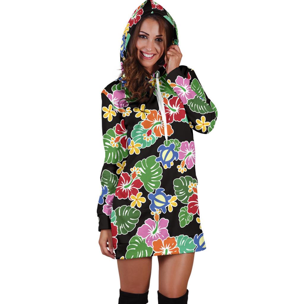 Hawaiian Themed Pattern Print Design H010 Women Hoodie Dress