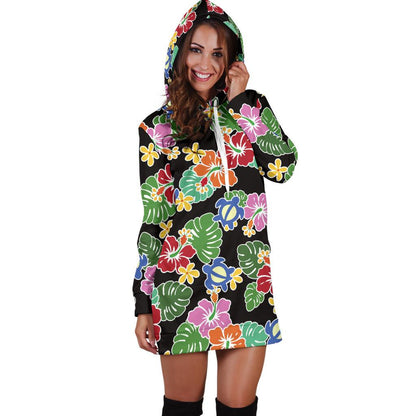 Hawaiian Themed Pattern Print Design H010 Women Hoodie Dress