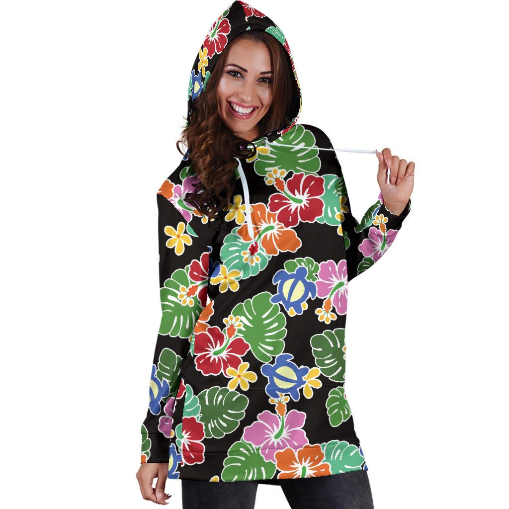 Hawaiian Themed Pattern Print Design H010 Women Hoodie Dress
