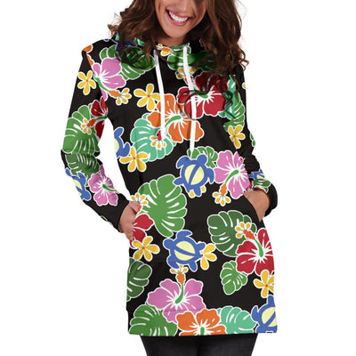 Hawaiian Themed Pattern Print Design H010 Women Hoodie Dress