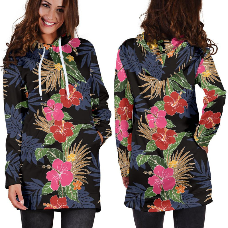 Hawaiian Themed Pattern Print Design H011 Women Hoodie Dress