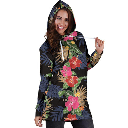 Hawaiian Themed Pattern Print Design H011 Women Hoodie Dress