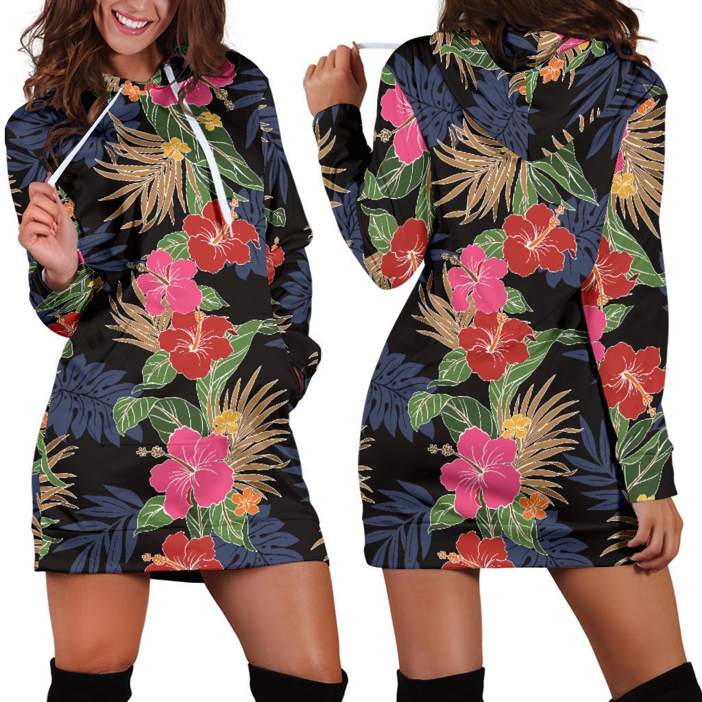 Hawaiian Themed Pattern Print Design H011 Women Hoodie Dress
