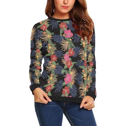 Hawaiian Themed Pattern Print Design H011 Women Long Sleeve Sweatshirt-JorJune