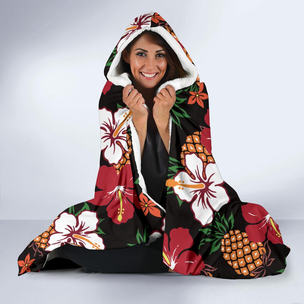 Hawaiian Themed Pattern Print Design H013 Hooded Blanket-JORJUNE.COM