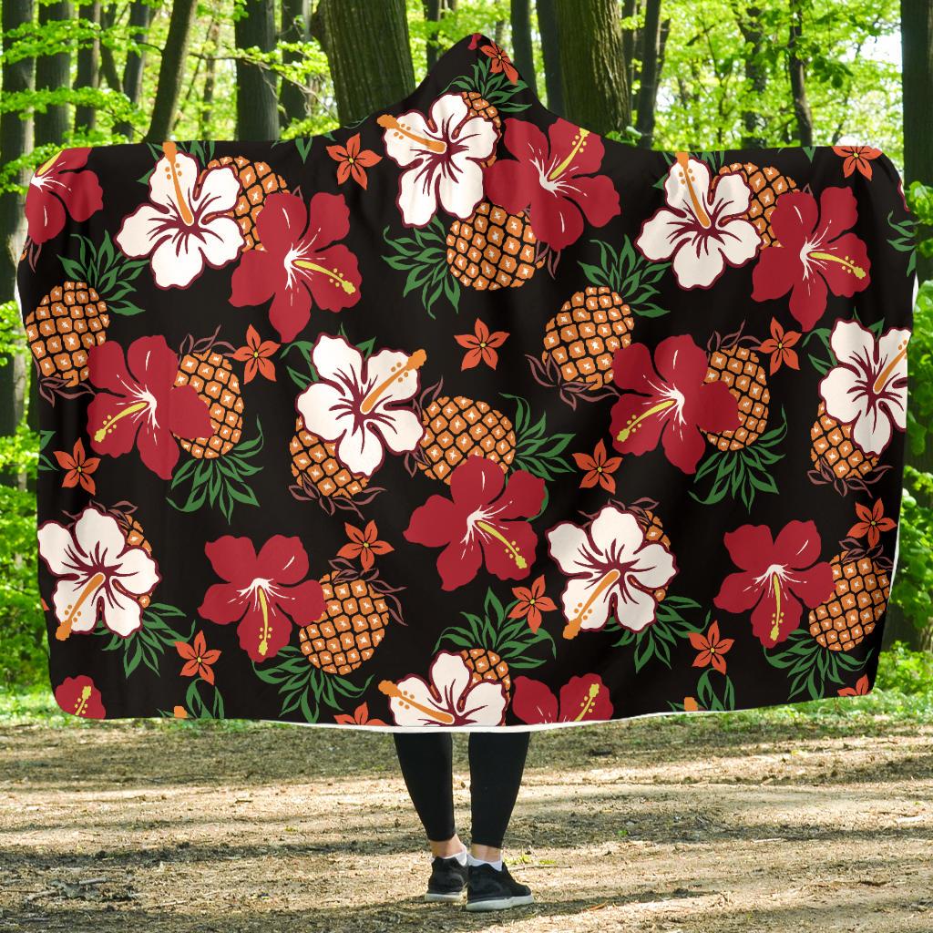 Hawaiian Themed Pattern Print Design H013 Hooded Blanket-JORJUNE.COM