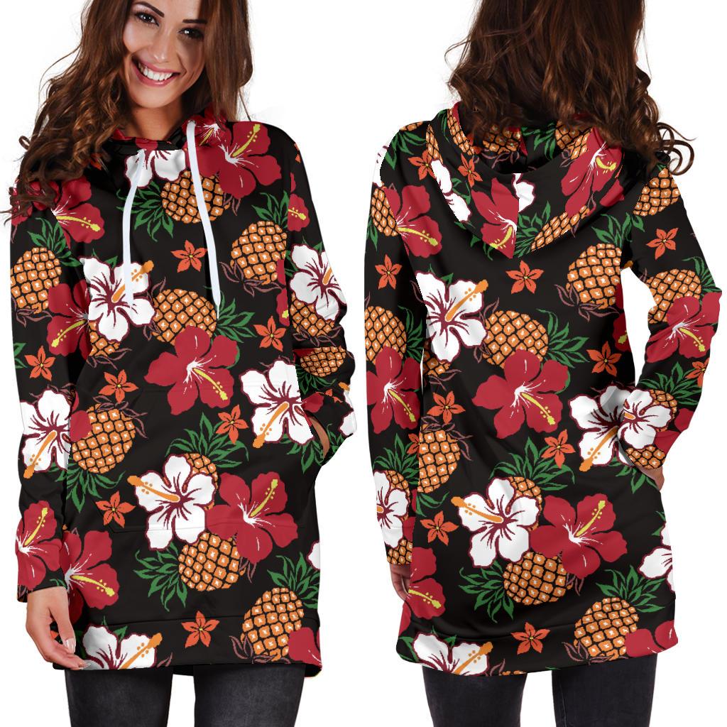 Hawaiian Themed Pattern Print Design H013 Women Hoodie Dress