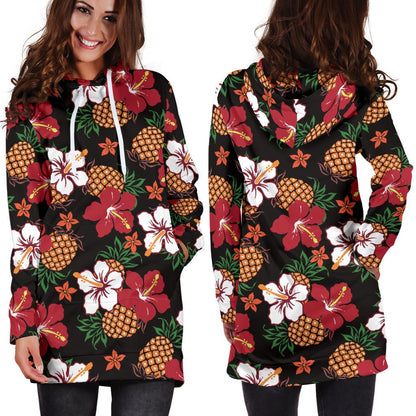 Hawaiian Themed Pattern Print Design H013 Women Hoodie Dress
