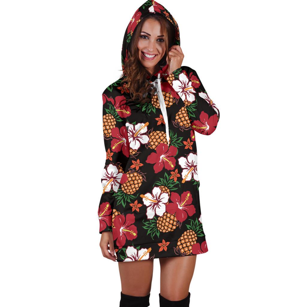 Hawaiian Themed Pattern Print Design H013 Women Hoodie Dress