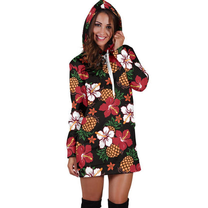 Hawaiian Themed Pattern Print Design H013 Women Hoodie Dress