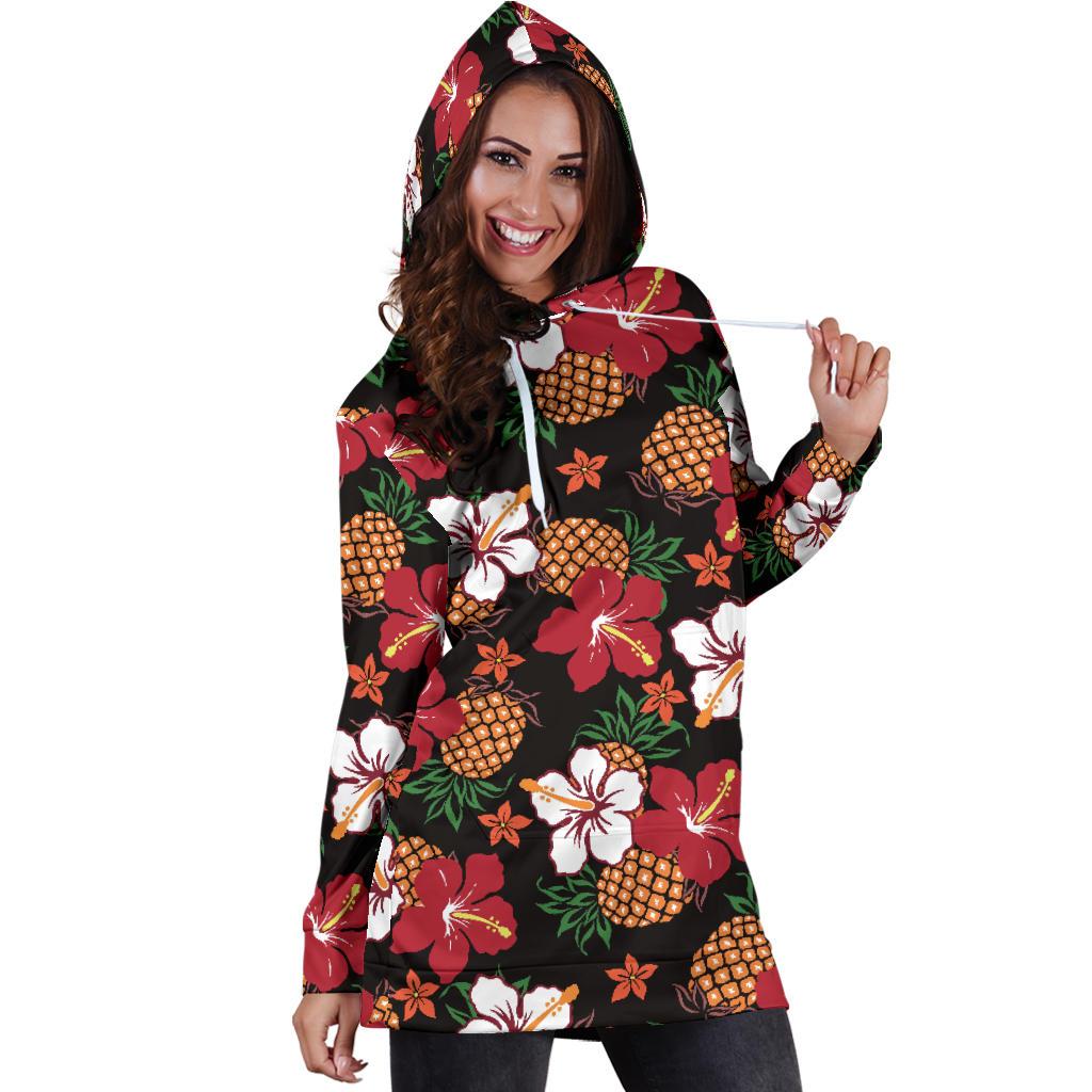Hawaiian Themed Pattern Print Design H013 Women Hoodie Dress