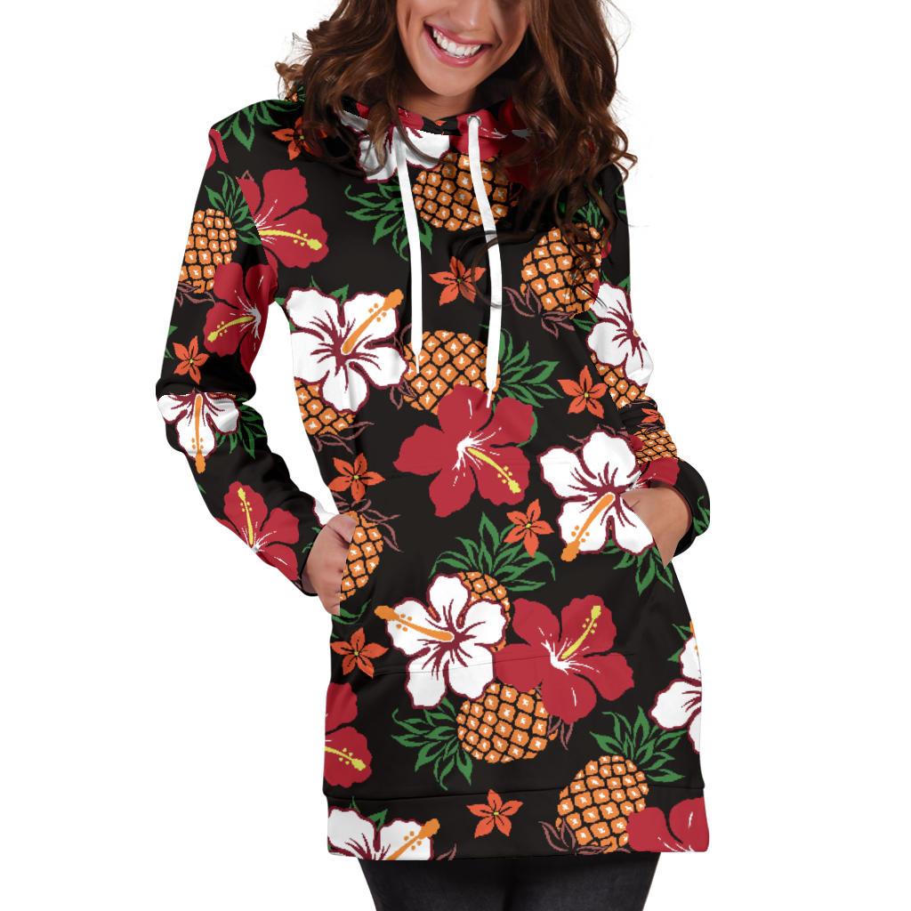Hawaiian Themed Pattern Print Design H013 Women Hoodie Dress