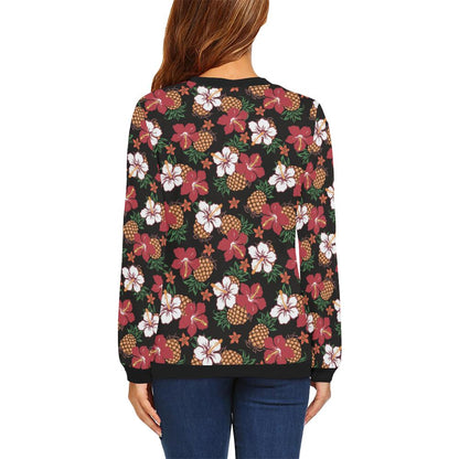 Hawaiian Themed Pattern Print Design H013 Women Long Sleeve Sweatshirt-JorJune