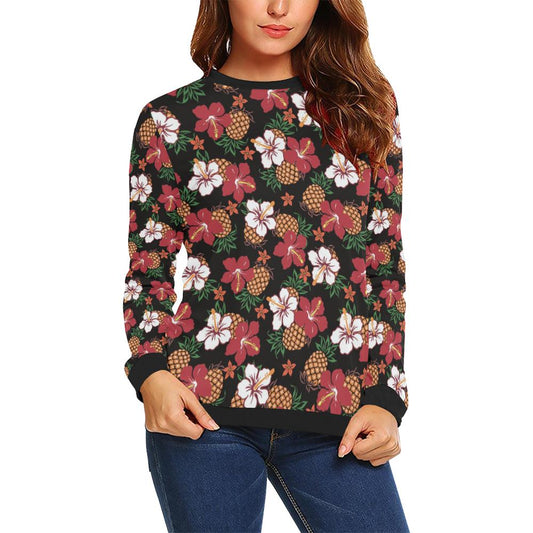 Hawaiian Themed Pattern Print Design H013 Women Long Sleeve Sweatshirt-JorJune