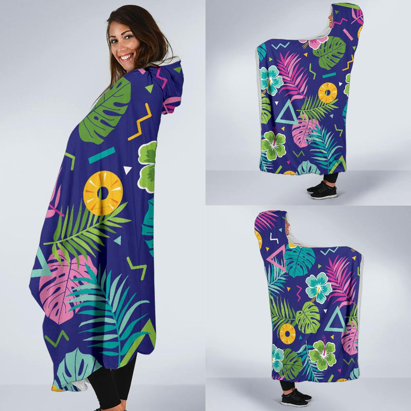 Hawaiian Themed Pattern Print Design H014 Hooded Blanket-JORJUNE.COM