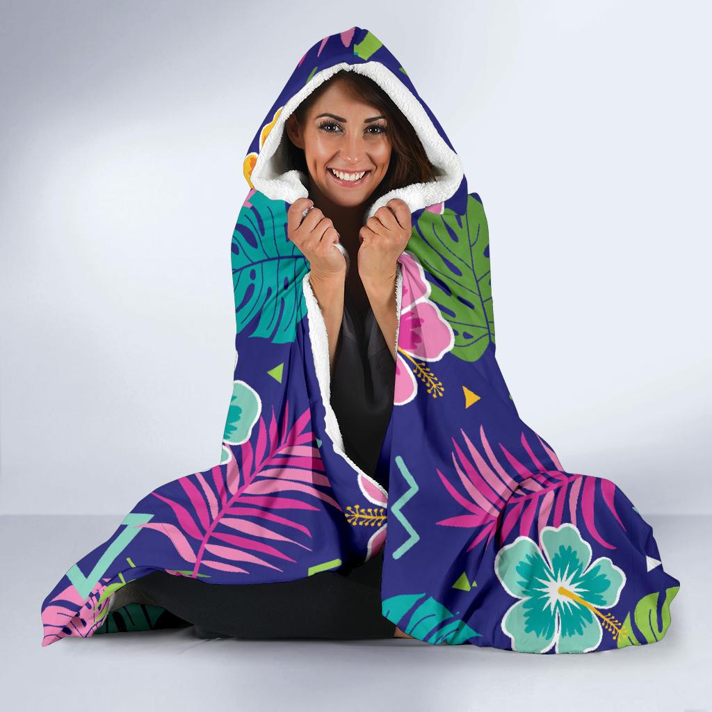 Hawaiian Themed Pattern Print Design H014 Hooded Blanket-JORJUNE.COM