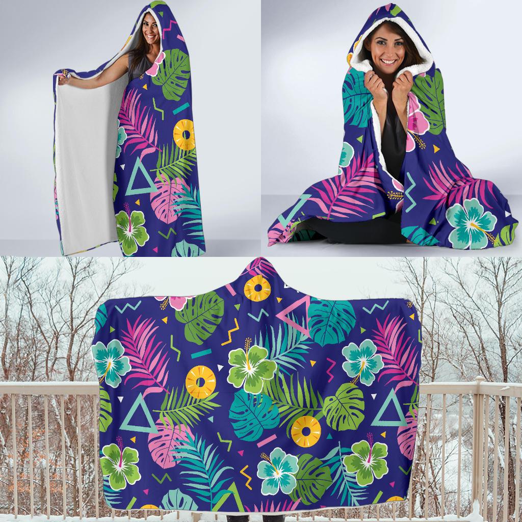 Hawaiian Themed Pattern Print Design H014 Hooded Blanket-JORJUNE.COM