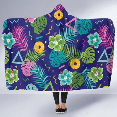 Hawaiian Themed Pattern Print Design H014 Hooded Blanket-JORJUNE.COM