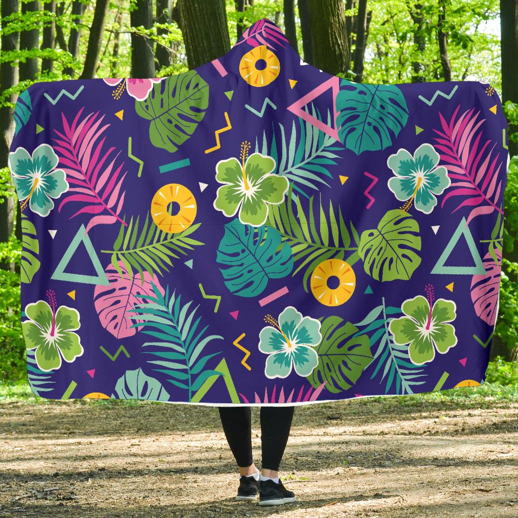 Hawaiian Themed Pattern Print Design H014 Hooded Blanket-JORJUNE.COM