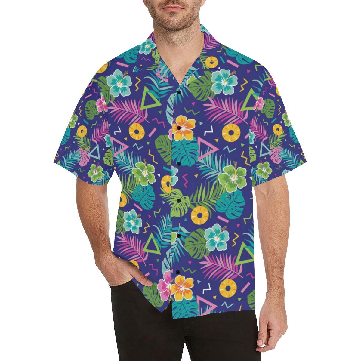 Hawaiian Themed Pattern Print Design H014 Men Hawaiian Shirt-JorJune