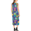 Hawaiian Themed Pattern Print Design H014 Sleeveless Open Fork Long Dress