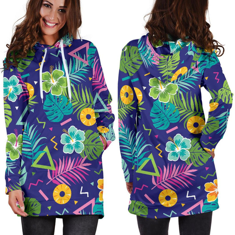 Hawaiian Themed Pattern Print Design H014 Women Hoodie Dress