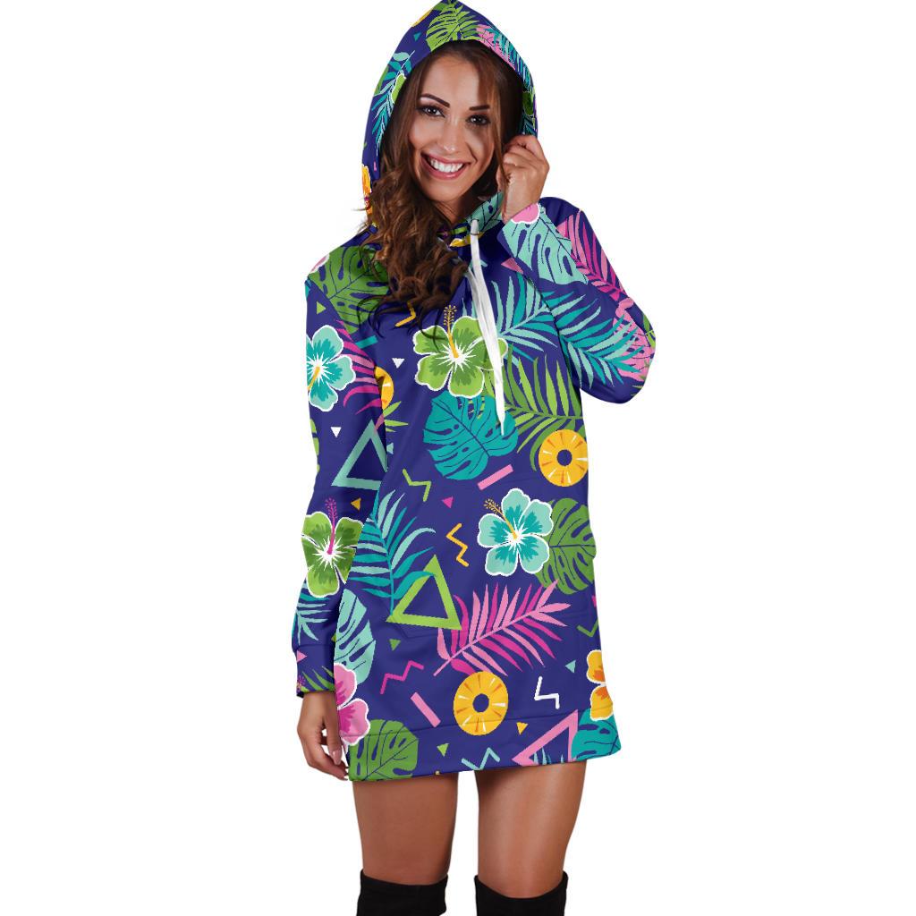Hawaiian Themed Pattern Print Design H014 Women Hoodie Dress