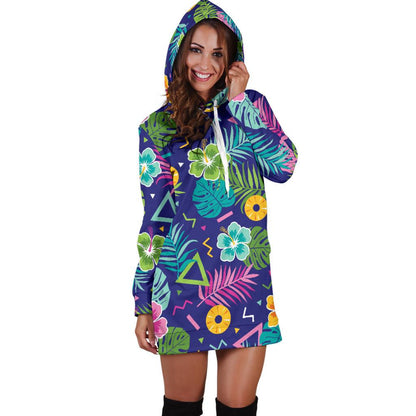 Hawaiian Themed Pattern Print Design H014 Women Hoodie Dress