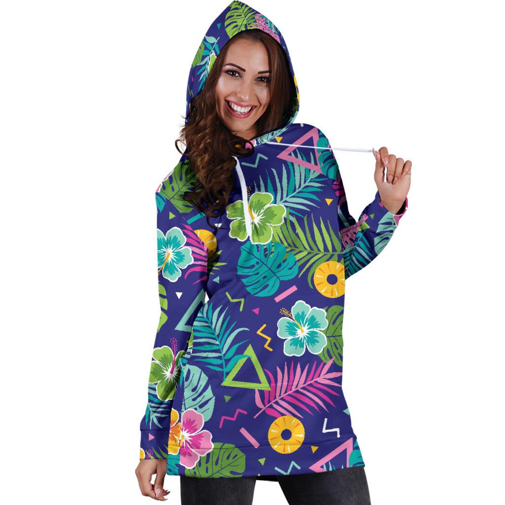 Hawaiian Themed Pattern Print Design H014 Women Hoodie Dress