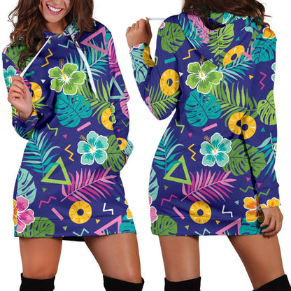 Hawaiian Themed Pattern Print Design H014 Women Hoodie Dress