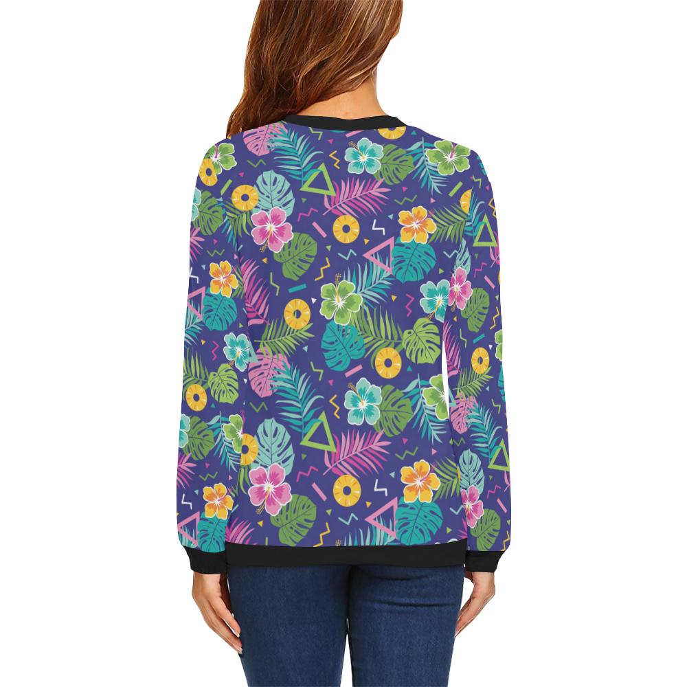 Hawaiian Themed Pattern Print Design H014 Women Long Sleeve Sweatshirt-JorJune
