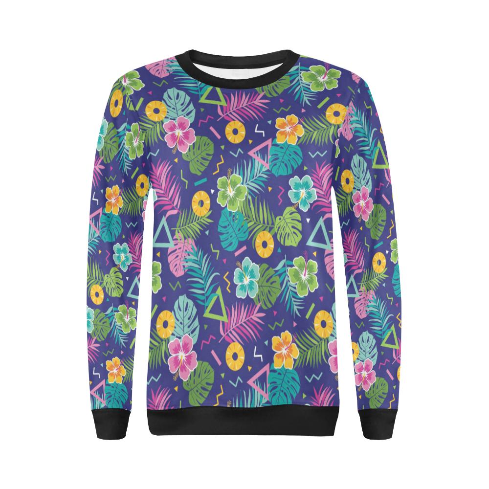 Hawaiian Themed Pattern Print Design H014 Women Long Sleeve Sweatshirt-JorJune