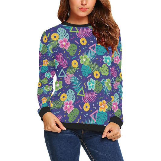 Hawaiian Themed Pattern Print Design H014 Women Long Sleeve Sweatshirt-JorJune
