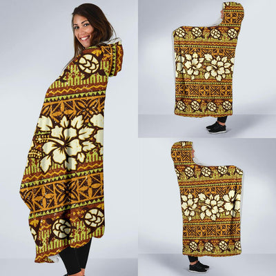 Hawaiian Themed Pattern Print Design H015 Hooded Blanket-JORJUNE.COM